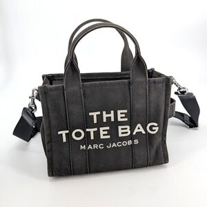 Marc Jacobs The Mini Tote Bag Black Canvas Crossbody Handbag Small